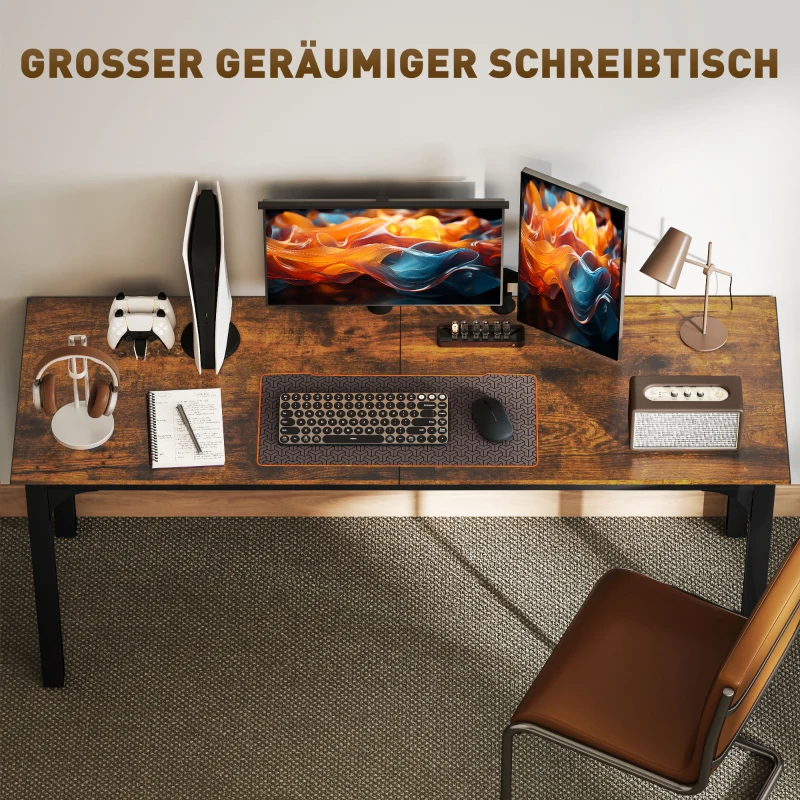 HOMCOM Bureau, Computertafel, rustiek ontwerp, ruime ruimte, spaanplaat, Bruin