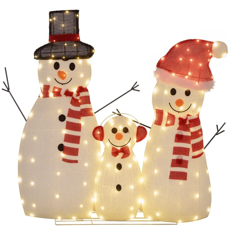 Outsunny Sneeuwmannenfamilie, 148 LEDs, Kerstverlichting, Weerbestendig, Glanzend, Wit