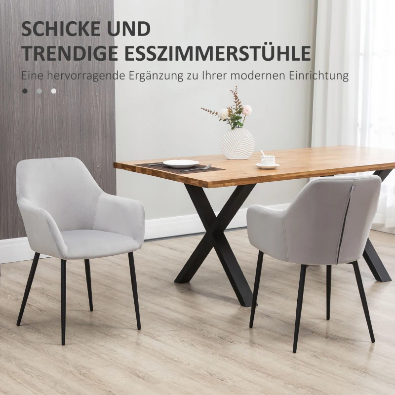 HOMCOM Set Eetkamerstoelen, Comfortabel, 54x57x80 cm, Lichtgrijs