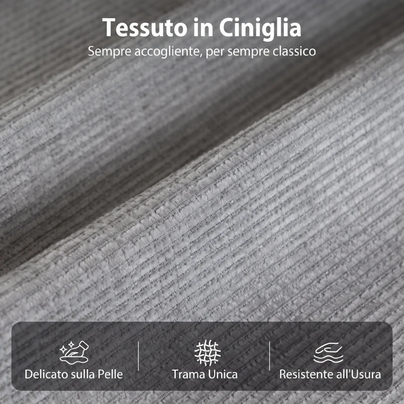 HOMCOM Poltrona Massaggiante e Riscaldante Reclinabile a 135° Manualmente in Ciniglia, Grigio Chiaro