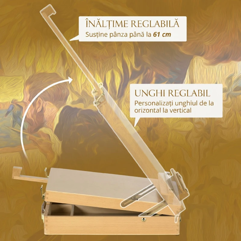 Vinsetto Șevalet de masă pliabil din lemn, reglabil în înălțime și unghi