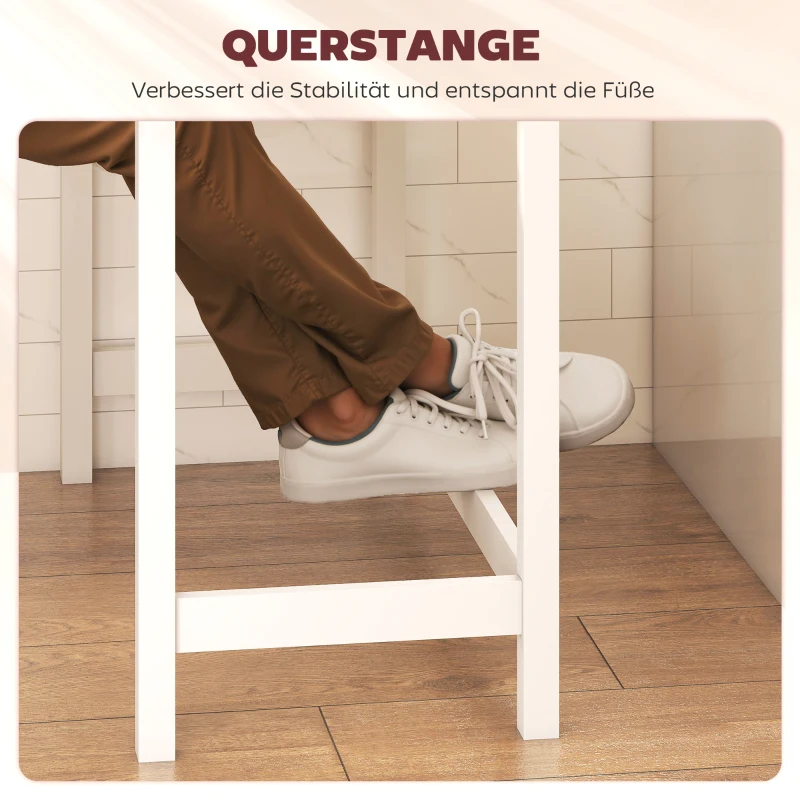 HOMCOM Bartafel, Eikenlook, compact, Plaats voor 2 Personen, Natuurhout+Wit(m-6)