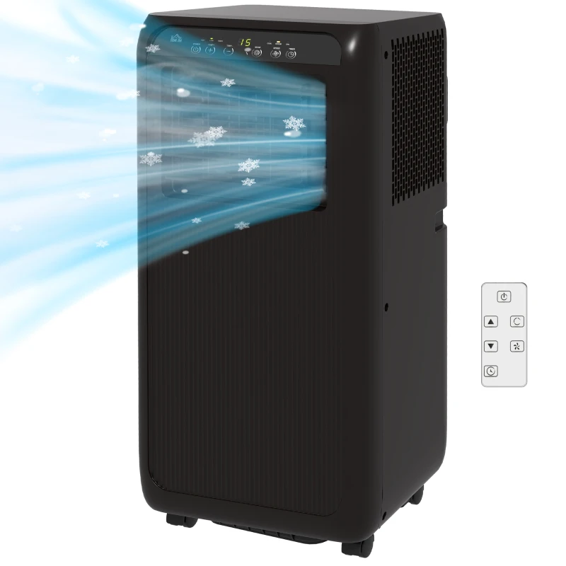 HOMCOM Mobiele Airconditioner Mini Airco, 24-uurs Timer, 3 Snelheden, 33 x 28 x 68,5 cm, Zwart