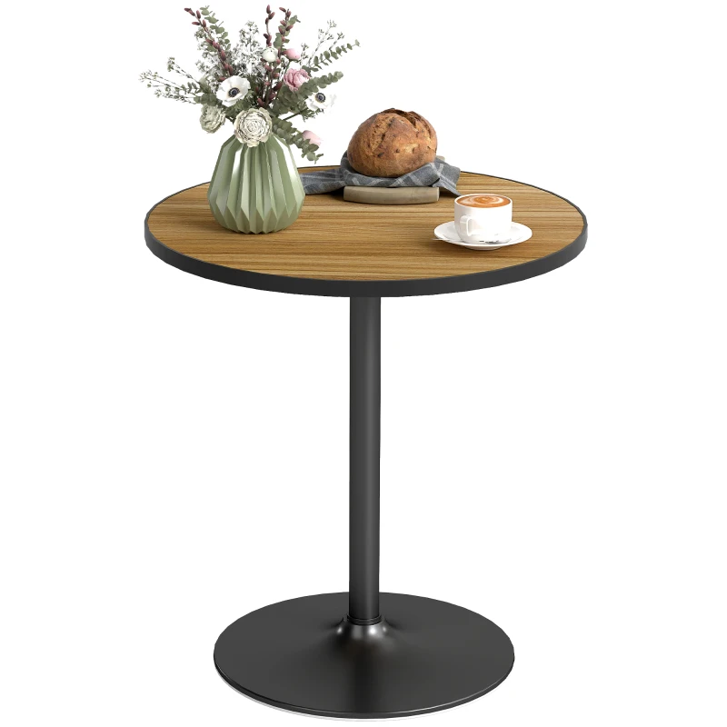 HOMCOM Ronde Eettafel, Eikenhoutlook, Compact Ontwerp, voor 2-4 Personen, Eik