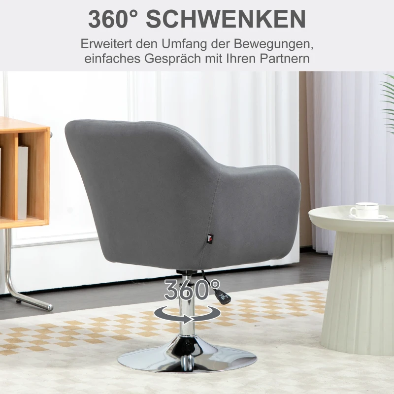 HOMCOM Draaistoel, in Hoogte Verstelbare Bureaustoel, Polyester, Metaal, 60 x 60 x 79-91 cm, Donkergrijs