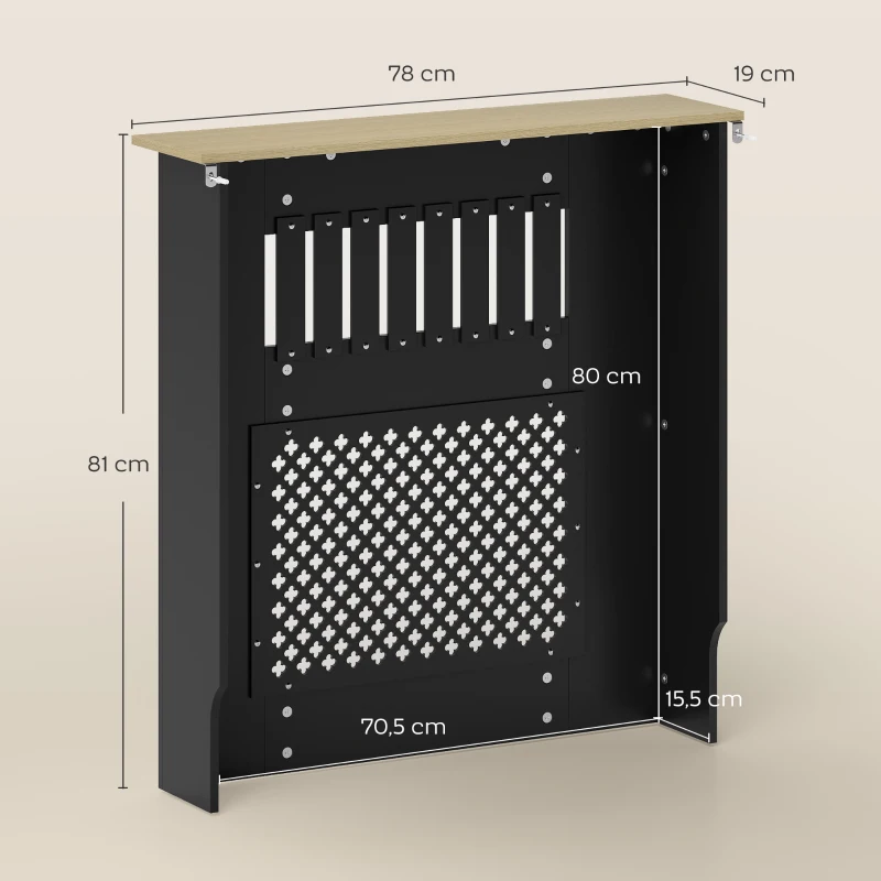 HOMCOM Cubre Radiadores 78x19x81 cm Cubierta para Radiador Diseño Moderno de Listones y Nido de Abeja Negro