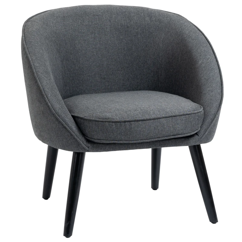 HOMCOM eetkamerstoel woonkamer stoel bureaustoel gestoffeerde stoel modern polyester hout grijs 71 x 65 x 75 cm
