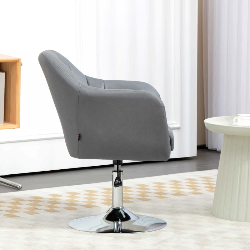 HOMCOM Draaistoel, in Hoogte Verstelbare Bureaustoel, Polyester, Metaal, 60 x 60 x 79-91 cm, Donkergrijs