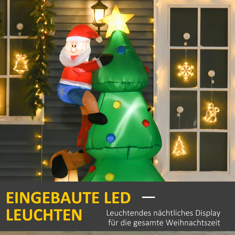 HOMCOM Opblaasbare kerstboom kerstman hond