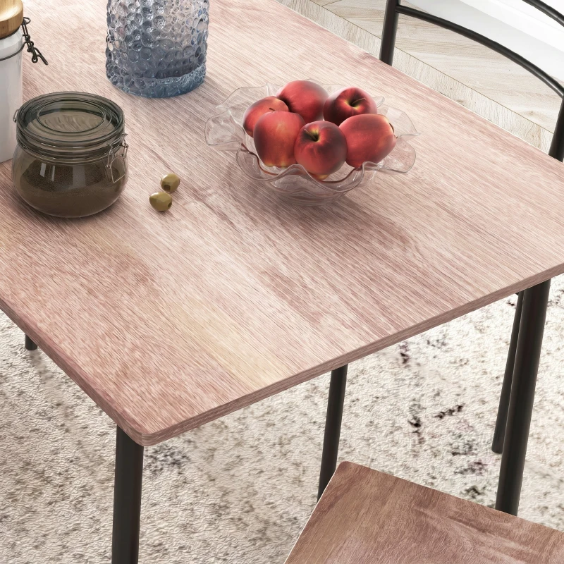 HOMCOM Set din 5 Piese cu Masă de Bucătărie Dreptunghiulară și 4 Scaune Moderne din MDF și Oțel, 110x70x75 cm , Maro