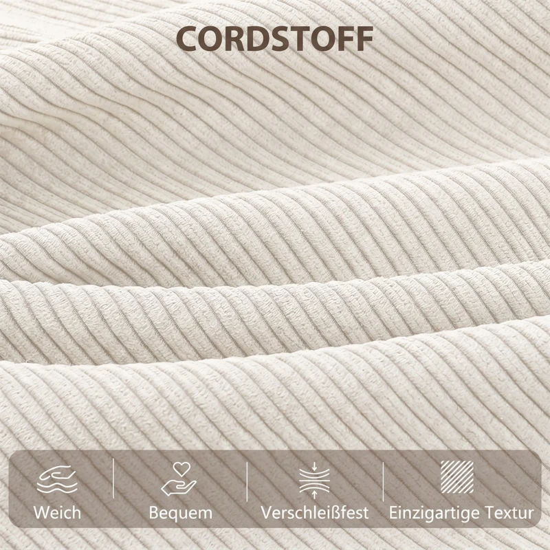 HOMCOM Schlafsofa mit verstellbarer Rückenlehne, Bettfunktion, verstecktem Stauraum und Cordbezug, Beige