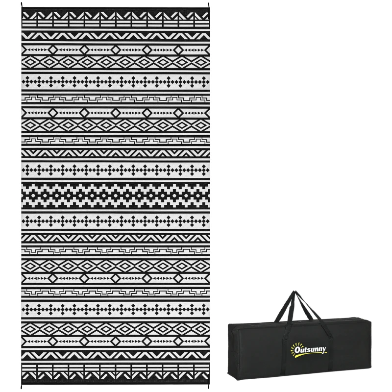 Outsunny Outdoor Teppich robuster Wetterfest Outdoorteppich, Carpet mit Boho-Style, Outdoor-Teppich für Wohnzimmer Balkon