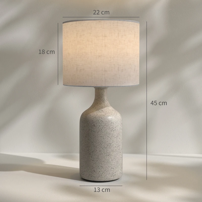 HOMCOM Lampa stołowa, lampka nocna z ceramiczną podstawą, lnianym abażurem, 22x22x45 cm piaskowy+beżowy