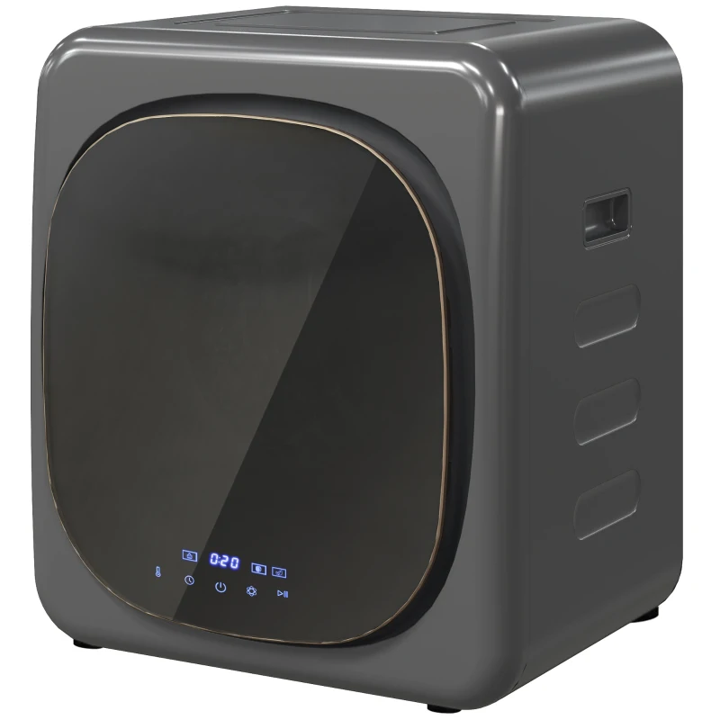 HOMCOM Wasdroger met UV-Desinfectie, Compact Ontwerp, 4 kg Capaciteit, Roestvrij Staal, Grijs(m-10)
