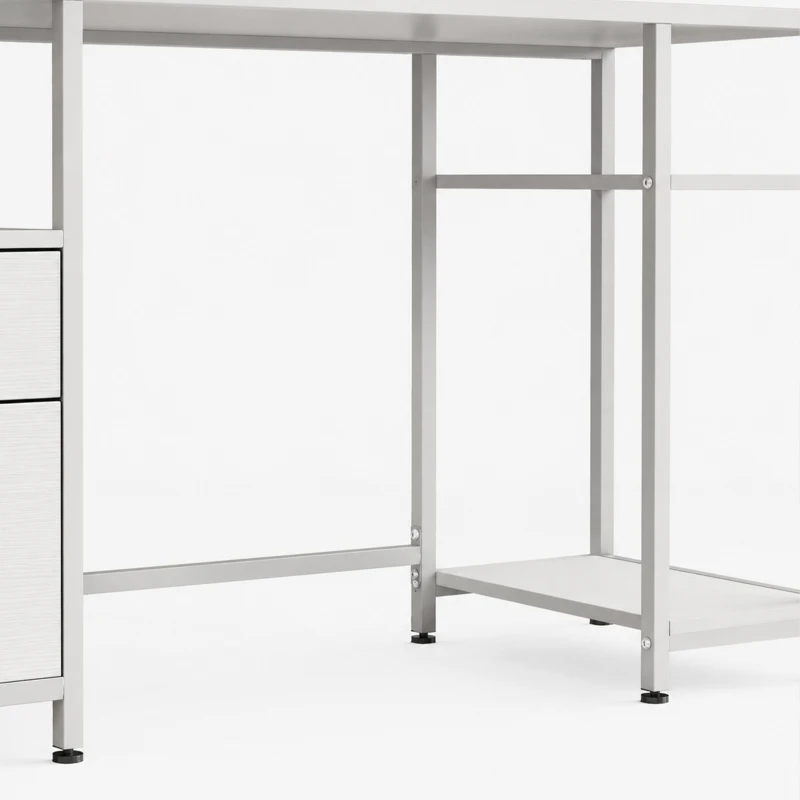 HOMCOM Mesa de Escritorio con Luces LED Cajones Tomas de Corriente Puertos USB y Soporte para Monitor 155,5x48x88,5 cm Blanco