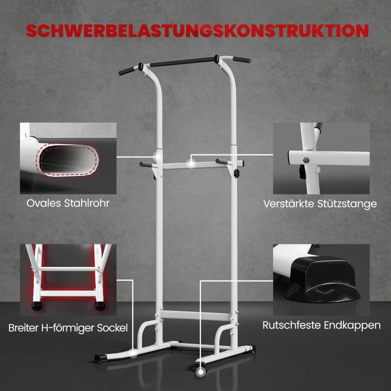 SPORTNOW Power Tower regulowany 176,5-227 cm stacja do dipów wielofunkcyjna z ramą stalową udźwig 120 kg