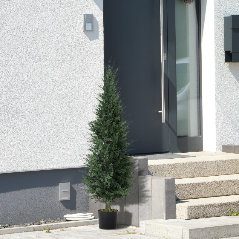 HOMCOM Kunstcipresplant, 638 Kunststof Bladeren, met Pot, UV-bestendig, Groen