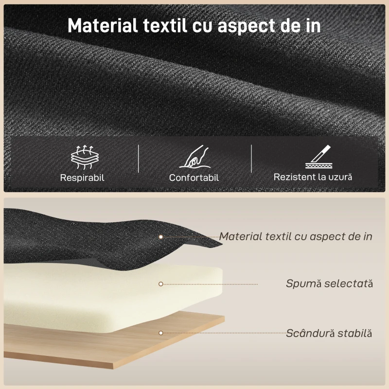 HOMCOM Canapea Extensibilă de Colț cu Aspect de In și Compartiment de Depozitare Ascuns, 192x148x86 cm, Gri Antracit