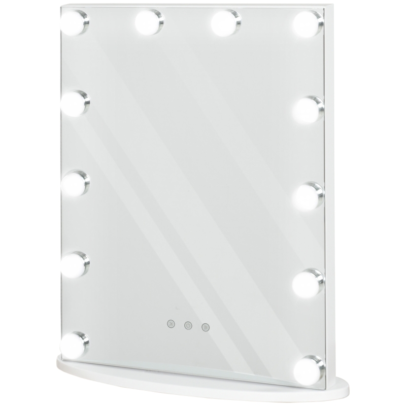 HOMCOM Hollywood spiegel met verlichting make-up spiegel voor make-uptafel met 12 LED's