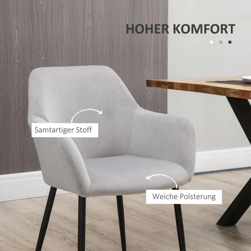 HOMCOM Set Eetkamerstoelen, Comfortabel, 54x57x80 cm, Lichtgrijs