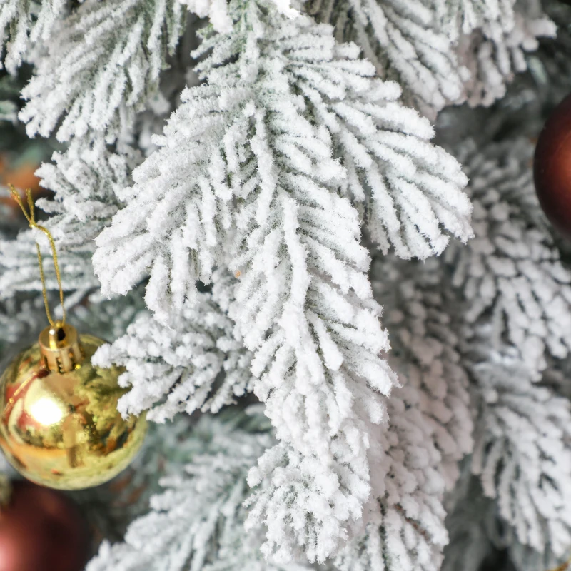 HOMCOM Kunstkerstboom 180 cm met sneeuw, 1321 takken, kerstdecoratie inclusief metalen standaard voor binnen
