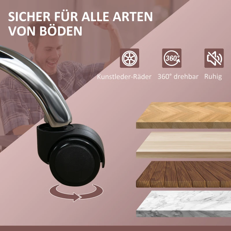 Vinsetto Ergonomische Bureaustoel met Massagefunctie, Voetensteun, Draaibaar, Rolbaar, Roze(m-8)