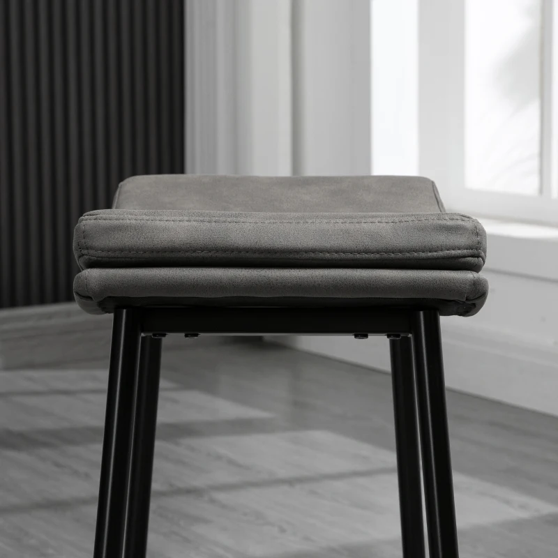 HOMCOM Set van 2 barstoelen, gepolsterde zitplaatsen, stalen frame, 120 kg draagvermogen, Grijs