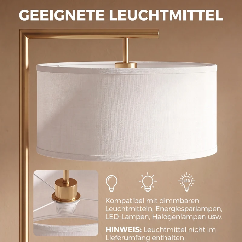 Vloerlamp staande lamp E27-fitting voor woonkamer metaal staal linnen(m-6)