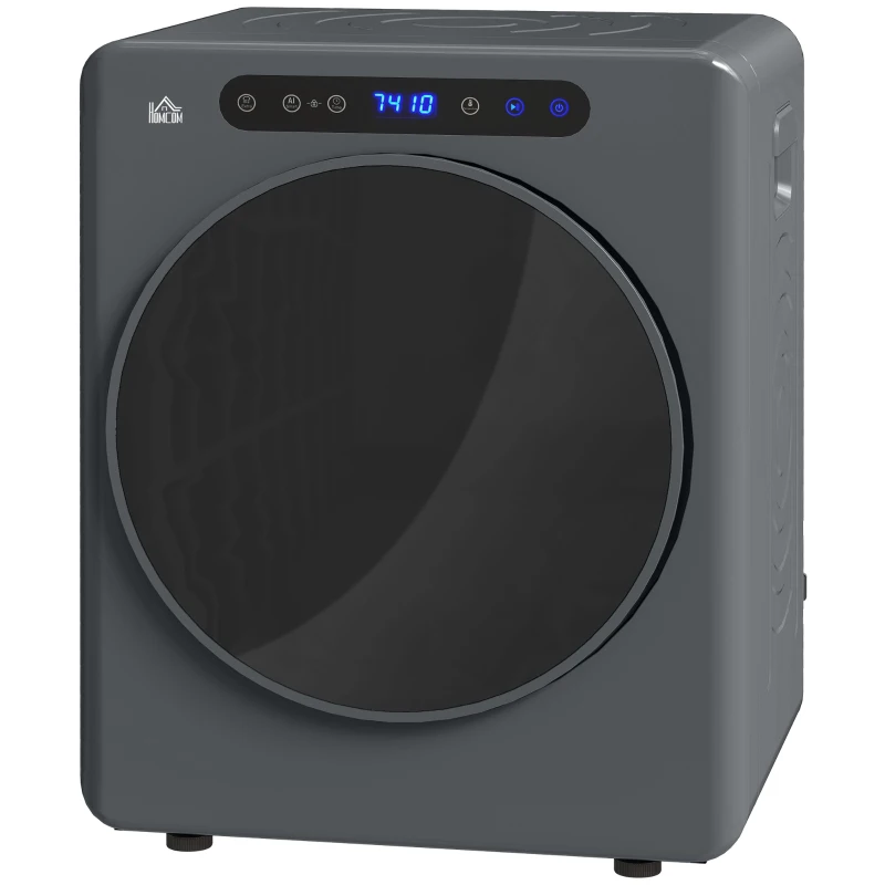 HOMCOM Wasdroger, 6 programma's, 40-60℃, 3 kg capaciteit, compact, touch-bediening, Grijs(m-10)