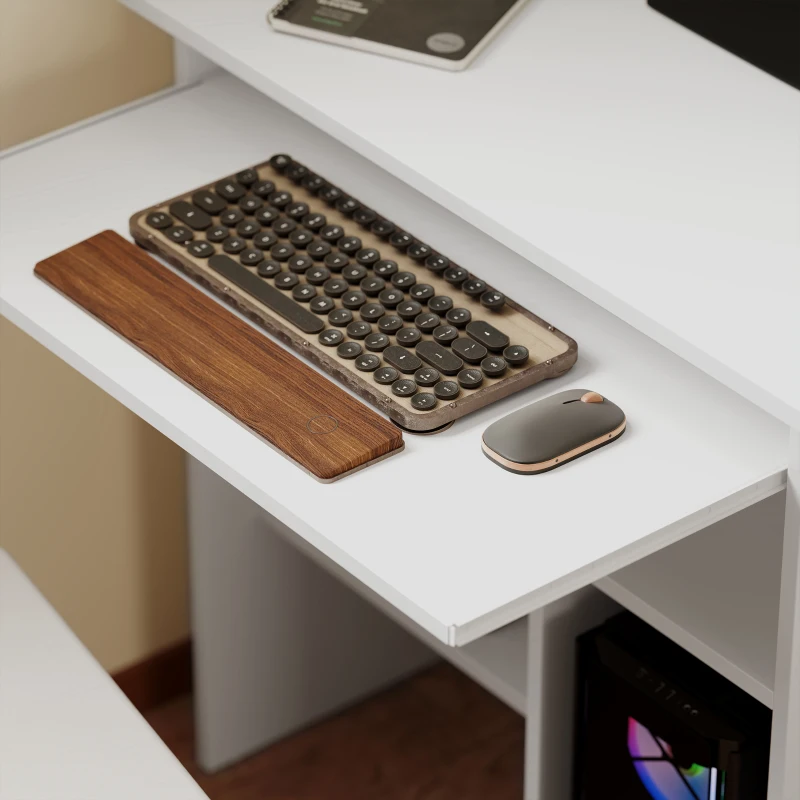 HOMCOM Computertafel, Bureau, Spaanplaat, Metaal, 80 x 45 x 75 cm, Wit