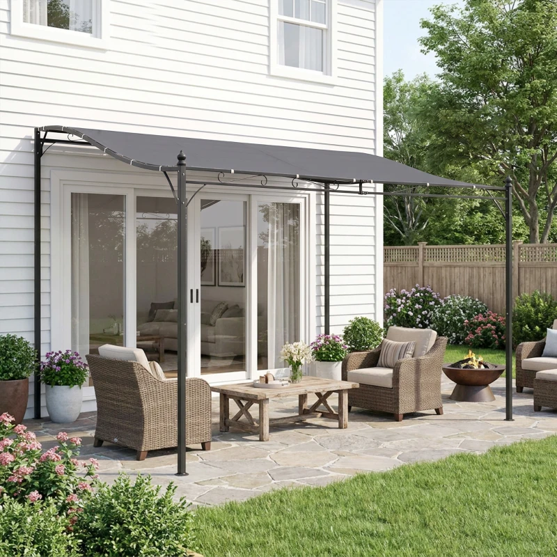 Outsunny Gazebo Pergola 3x3m da Giardino con Tenda Impermeabile Grigia