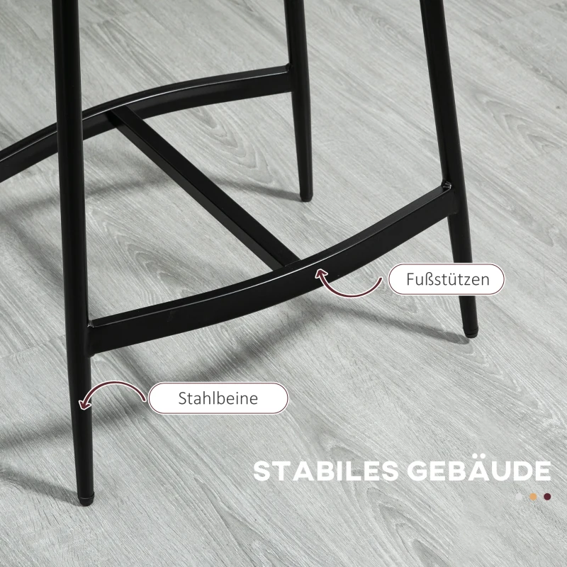 HOMCOM Set van 2 barstoelen, gepolsterde zitplaatsen, stalen frame, 120 kg draagvermogen, Grijs