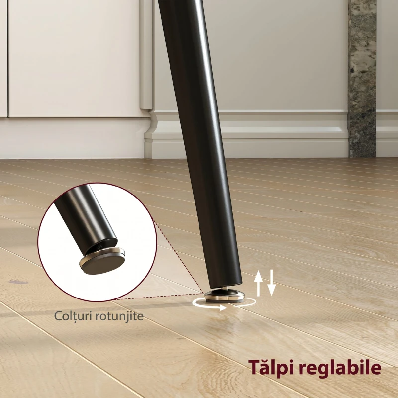 HOMCOM Masă Extensibilă pentru Sufragerie, 6-8 Persoane, 120-160x75 cm, Blat Efect Lemn, Picioare din Oțel