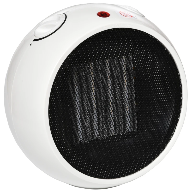 HOMCOM luchtverhitter elektrische kachel kachel kachel warmte 900W / 1500W PP kunststof wit + zwart 22 x 18.5 x 21 cm
