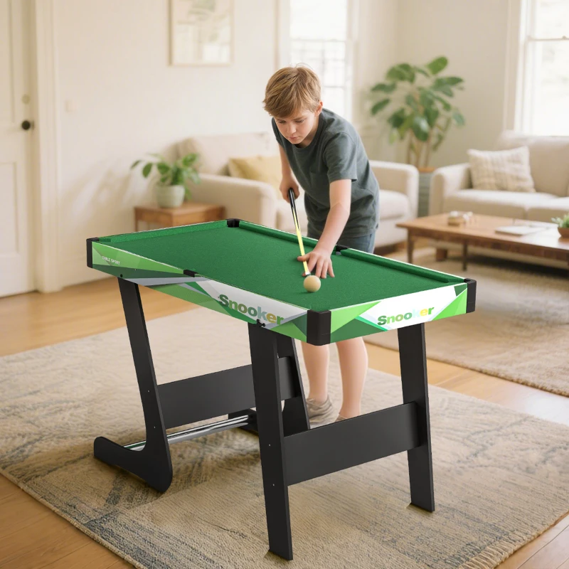 SPORTNOW Mesa de Billar Plegable 104 cm con 16 Bolas 2 Tacos Tiza Triángulo y Cepillo para Niños y Adultos Verde