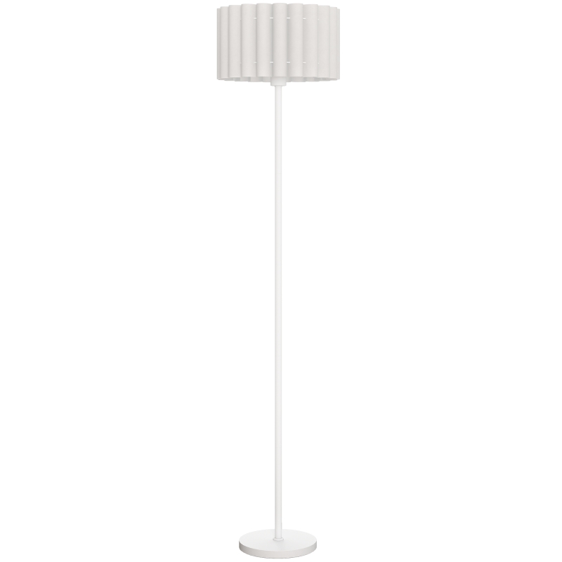 HOMCOM Vloerlamp in retro stijl, kunststof lampenkap, voetschakelaar, metalen staaf, Wit