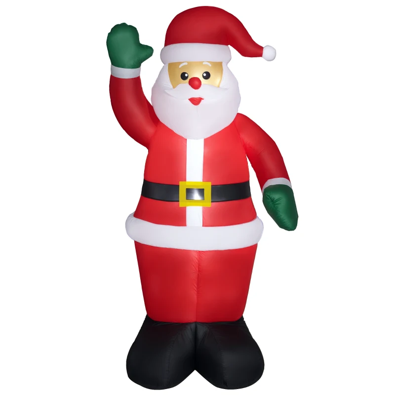 Outsunny Kerstman, 1,84 m groot, met LED-Verlichting, Zelfopblazende Tuindecoratie