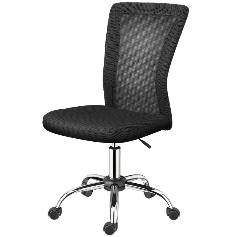 Vinsetto Silla de Escritorio Giratoria sin Brazos Silla de Malla con Altura Ajustable Carga 100 kg 43x58x90-100 cm Negro