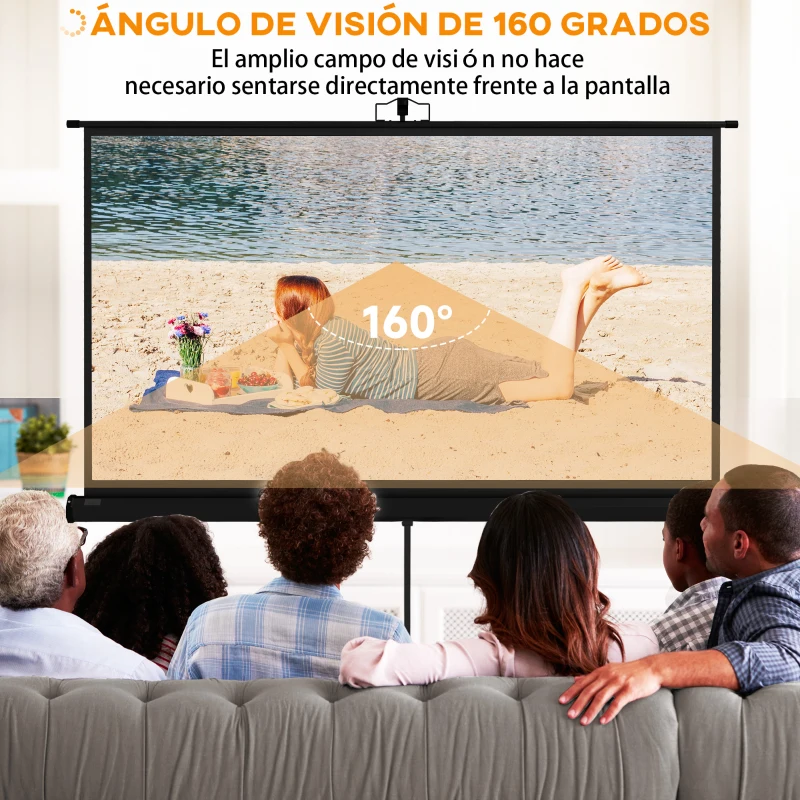 HOMCOM Pantalla de Proyección con Soporte Portátil 84 Pulgadas Formato 16:9 con Altura Ajustable 186x105 cm Negro