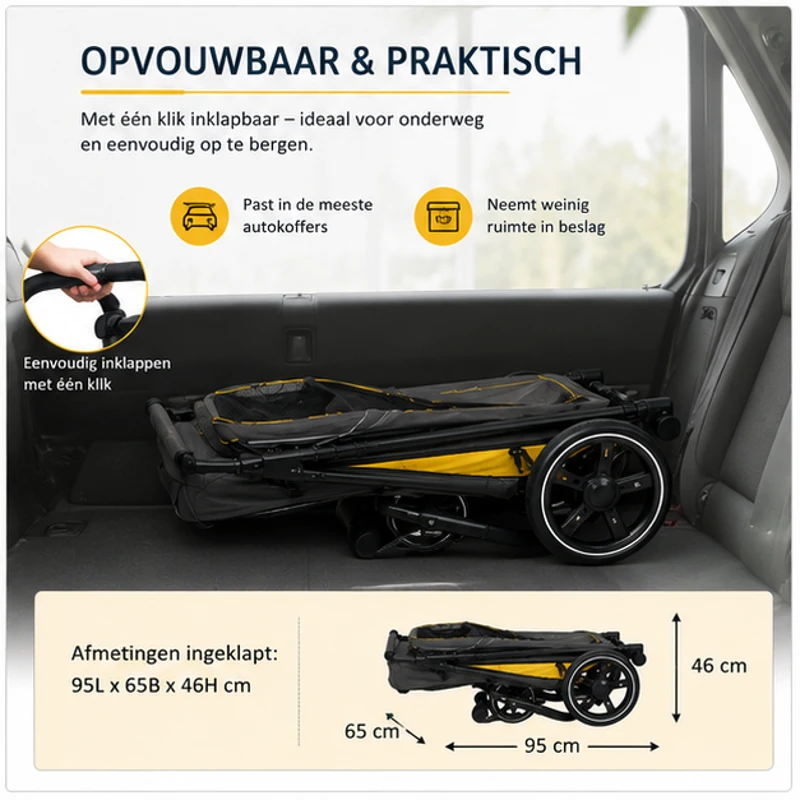 PawHut Hondenbuggy voor Middelgrote en Oudere Honden, Opvouwbare, Donkergrijs, 112 x 65 x 100 cm(m-7)
