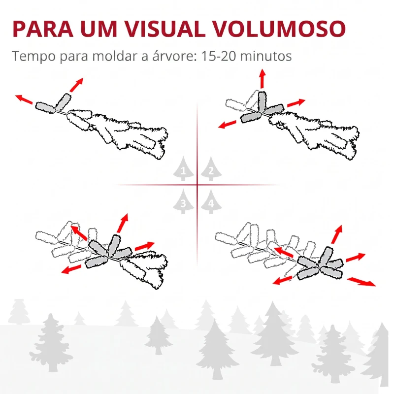 HOMCOM Árvore de Natal Estreita 270 cm com Efeito Neve, 1014 Ramos e Suporte Metálico, Verde e Branco