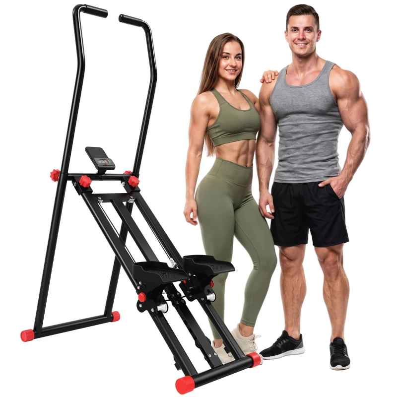 SPORTNOW Stair Stepper for Home Gym with 3 Resistances, Foldable Vertical Stair Climber with Adjustable Handlebar, LCD Monitor