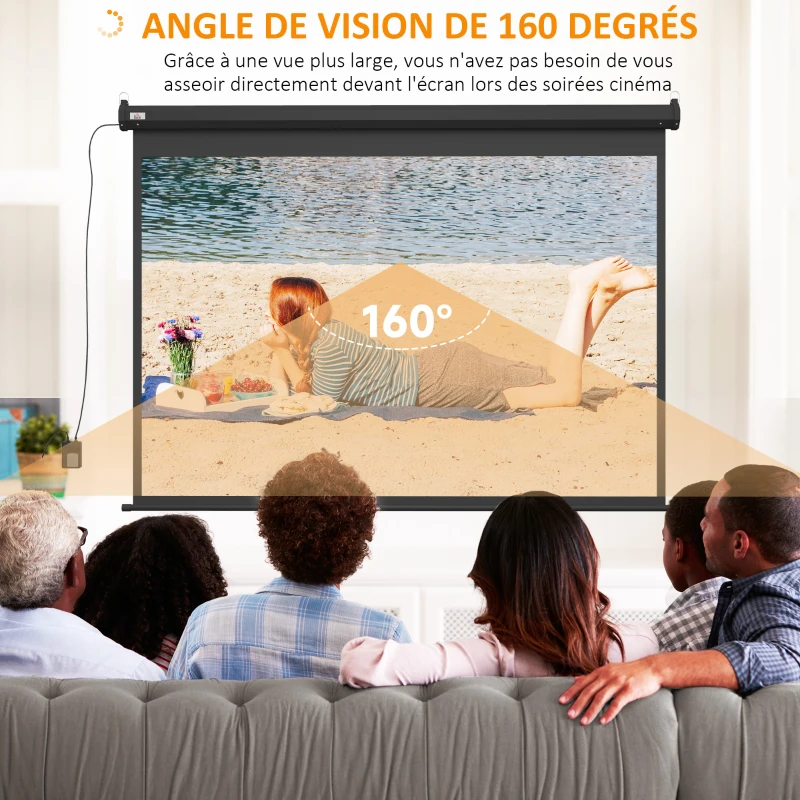 HOMCOM Écran vidéoprojecteur motorisé et électrique 100 Pouces, 4:3 4K HD, panneau de commande et télécommande