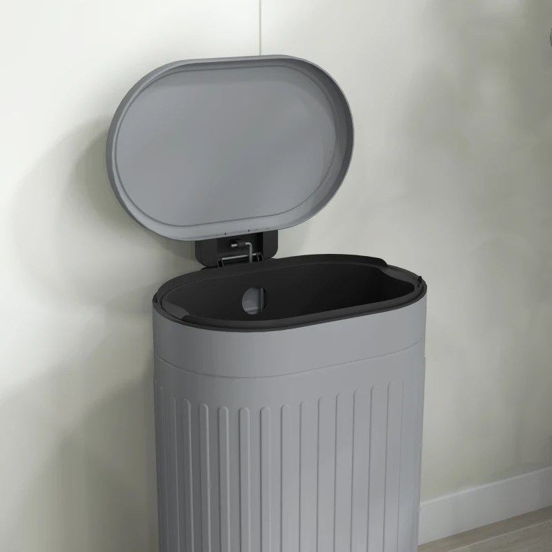 HOMCOM Prullenbak 30L Pedaalemmer met deksel voetpedaal uitneembare binnenemmer soft-close functie 36,5 x 31,2 x 60,8 cm, Grijs