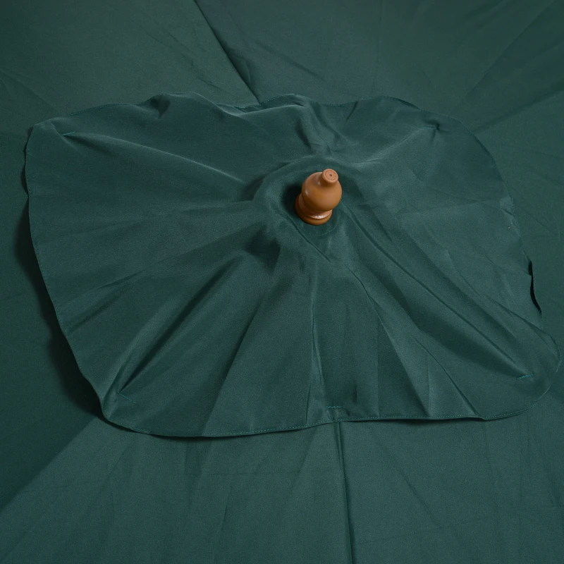 Outsunny Sombrilla Parasol 295x200x255 cm para Jardín Terraza con Mástil de Madera y Toldo de Poliéster 180g/m² Color Verde
