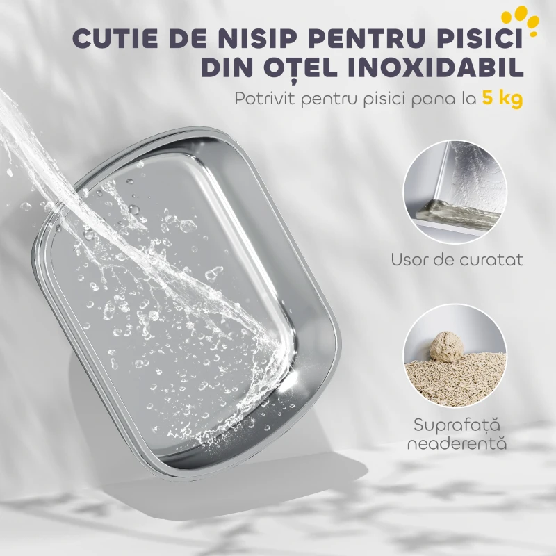 PawHut Litiere pentru Pisici Închise cu 2 Intrări, Deodorant și Lopățică, 52,4x41,3x39,8 cm, Alb