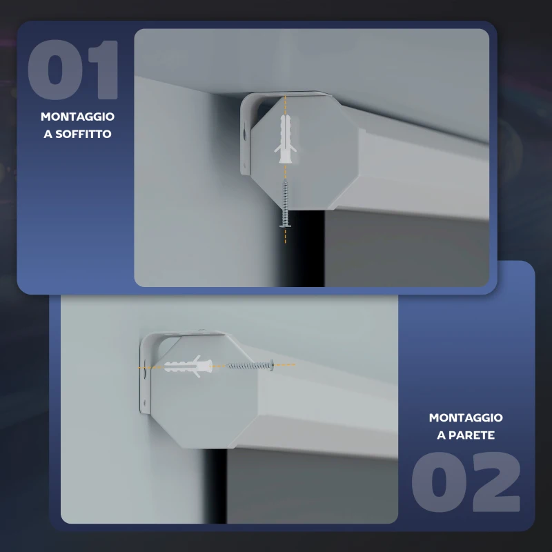 HOMCOM Telo per Proiettore 100" 16:9 Motorizzato con Telecomando, 251x8x168 cm, Bianco