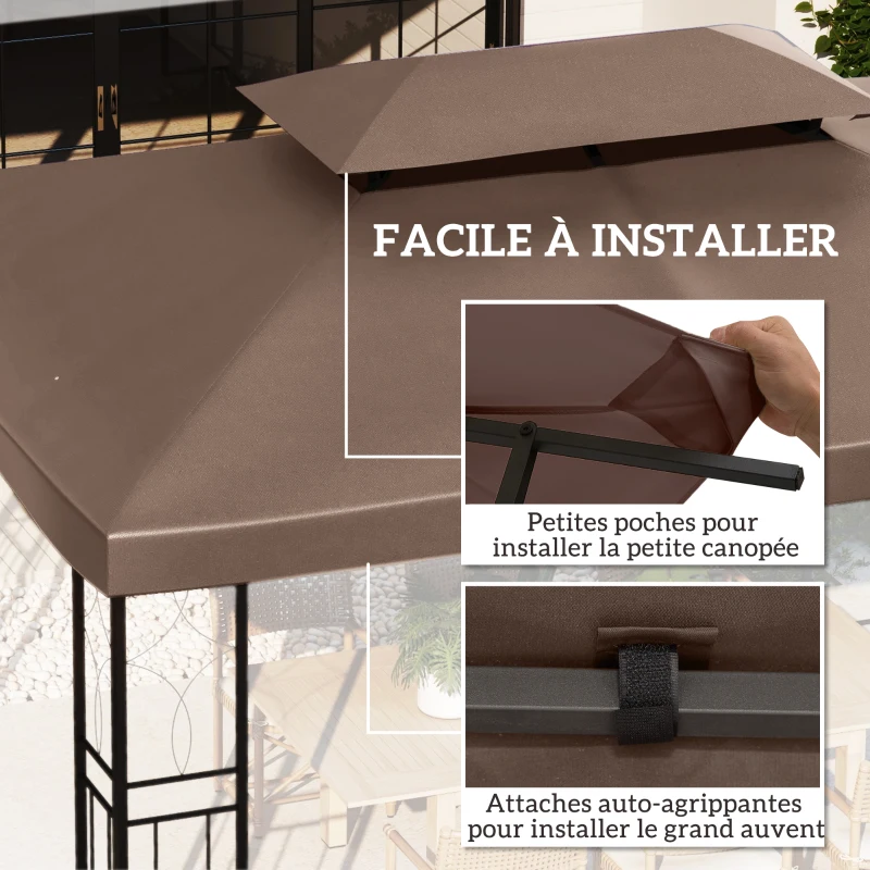 Outsunny Toit de Rechange pour Tonnelle Marron  3 x 4 m