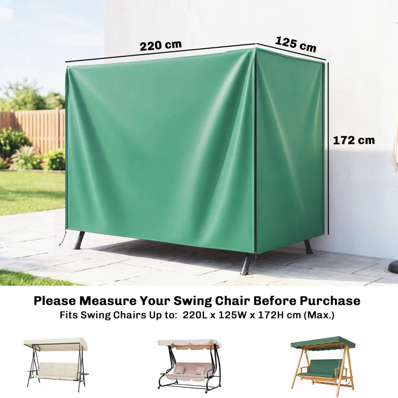 Outsunny 220 x 125cm Three-Seater Swing Chair Protective Cover - Green