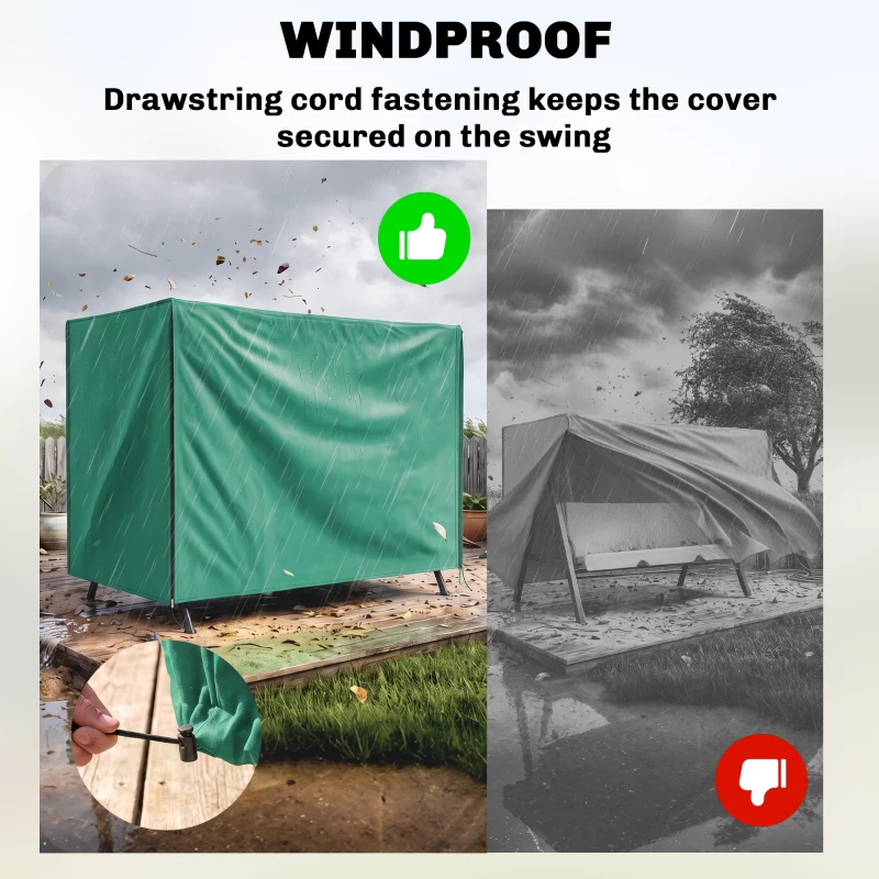 Outsunny 220 x 125cm Three-Seater Swing Chair Protective Cover - Green